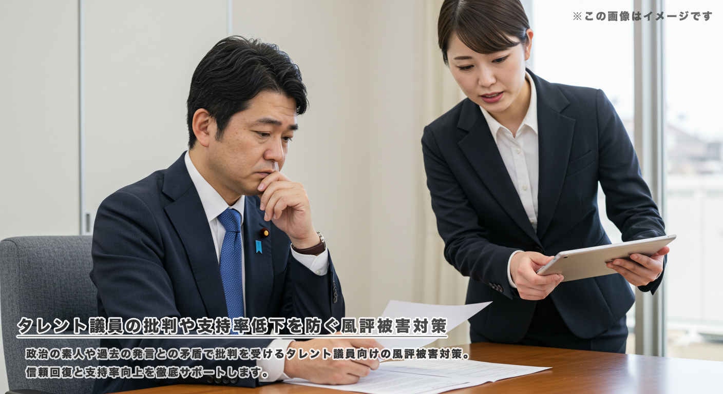 タレント議員の批判や支持率低下を防ぐ風評被害対策